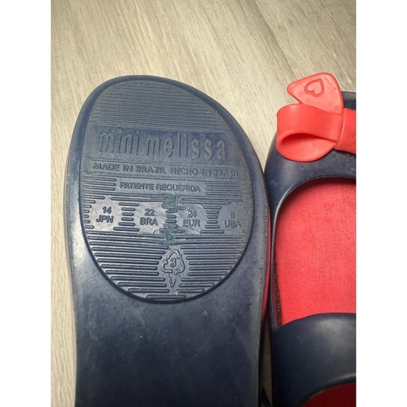 Chic Mini Melissa Navy & Pink Bow Shoes – Size 8 - Picture 7 of 10